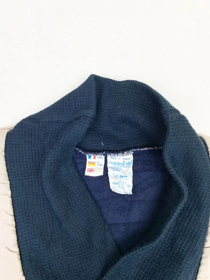 Suéter Adidas Vintage Francia Grande Azul Tostado Bolsillos Ropa Deportiva Foto 4 de 4