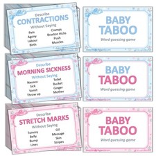 TABOO - Juego de Adivinanzas de Palabras para Baby Shower Party, Niño Azul Niña Rosa Unisex