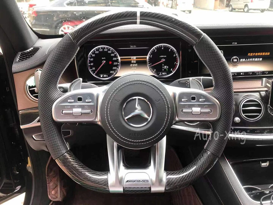 AMG Carbon Fiber Flat Steering Wheel For Mercedes-Benz CLA S63 GT C200 E63 G63 S - Image 4 of 4