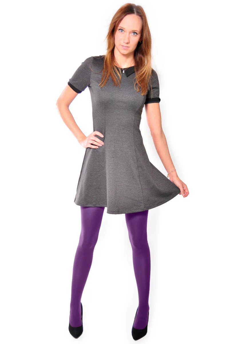 Classic Plain Violet Microfiber Tights 60 Denier Pantyhose Hosiery S - XL