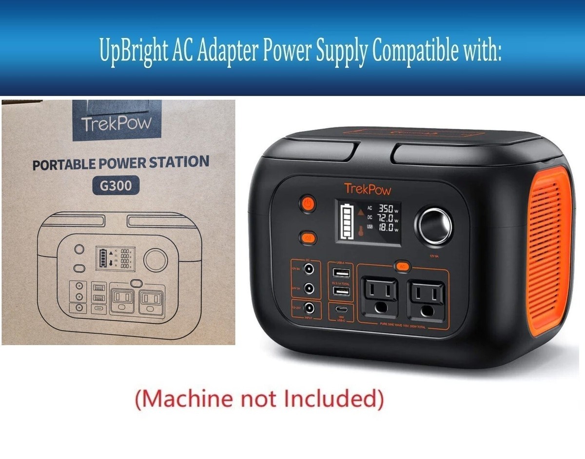AC/DC Adapter For TrekPow G300 350W Portable Power Station 296WH 