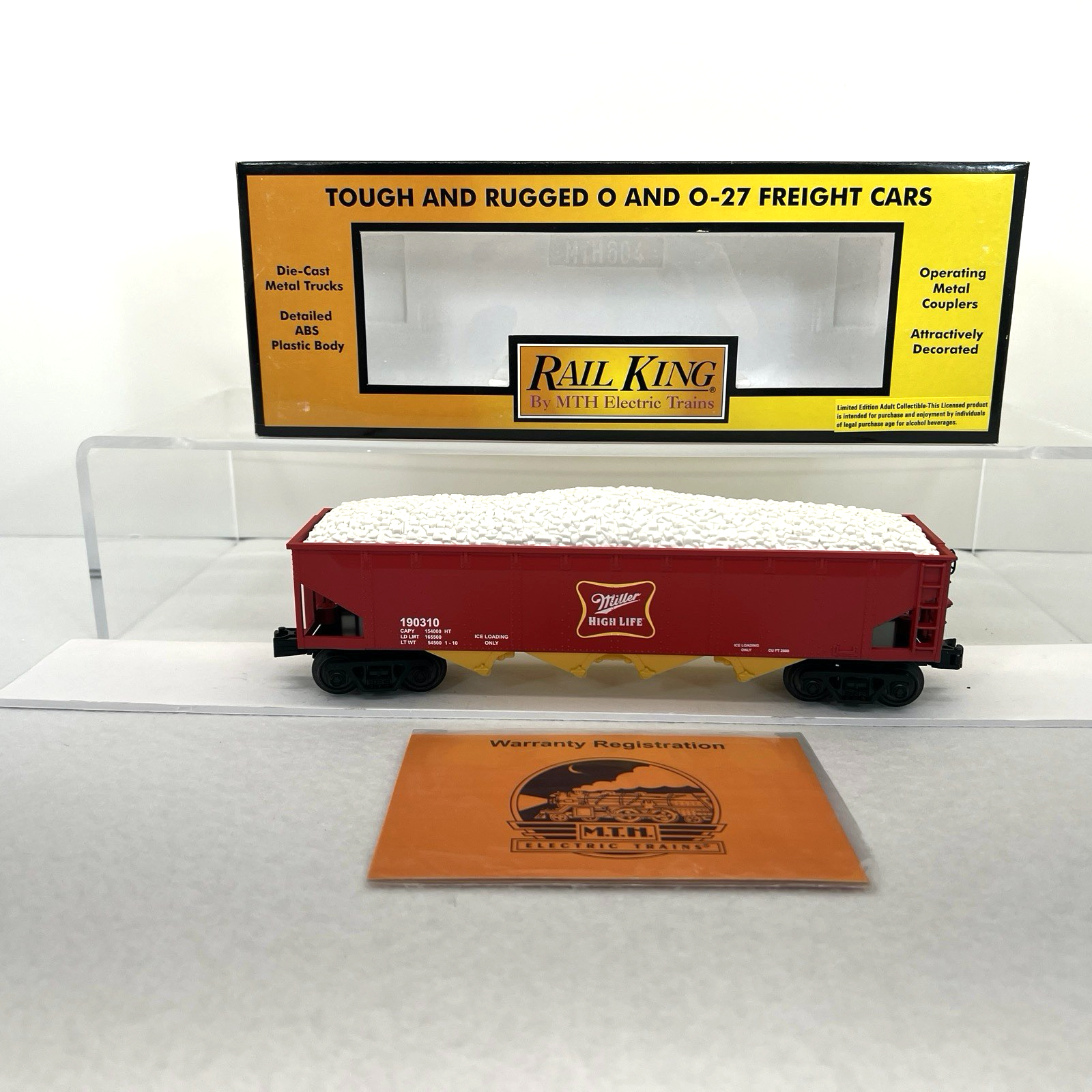MTH RailKing 30-75339 Miller High Life Beer 4-Bay Hopper O-27 Gauge Train