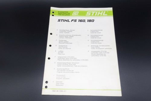 STIHL Débrousailleuse FS 160 180 Liste Pièces détachées Vue éclaté ...