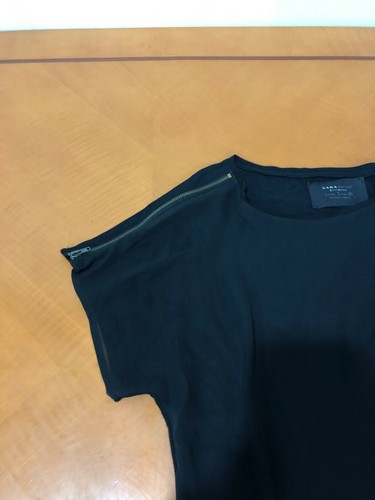 Woman's Zara Basic T-Shirt Special Edition Black See Through Top Shirt Size S - Picture 4 of 6