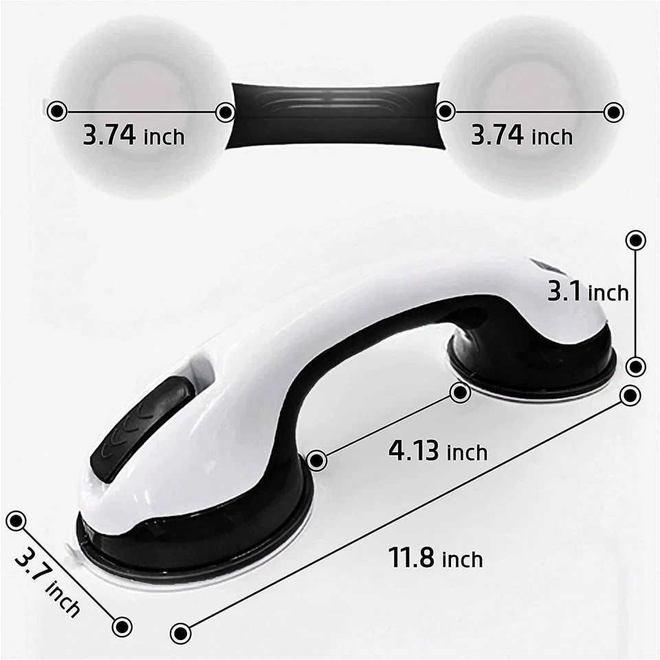 Manténgase seguro en la ducha con nuestro paquete de 2 barras de agarre de ventosa de 12 pulgadas, ducha Foto 4 de 4