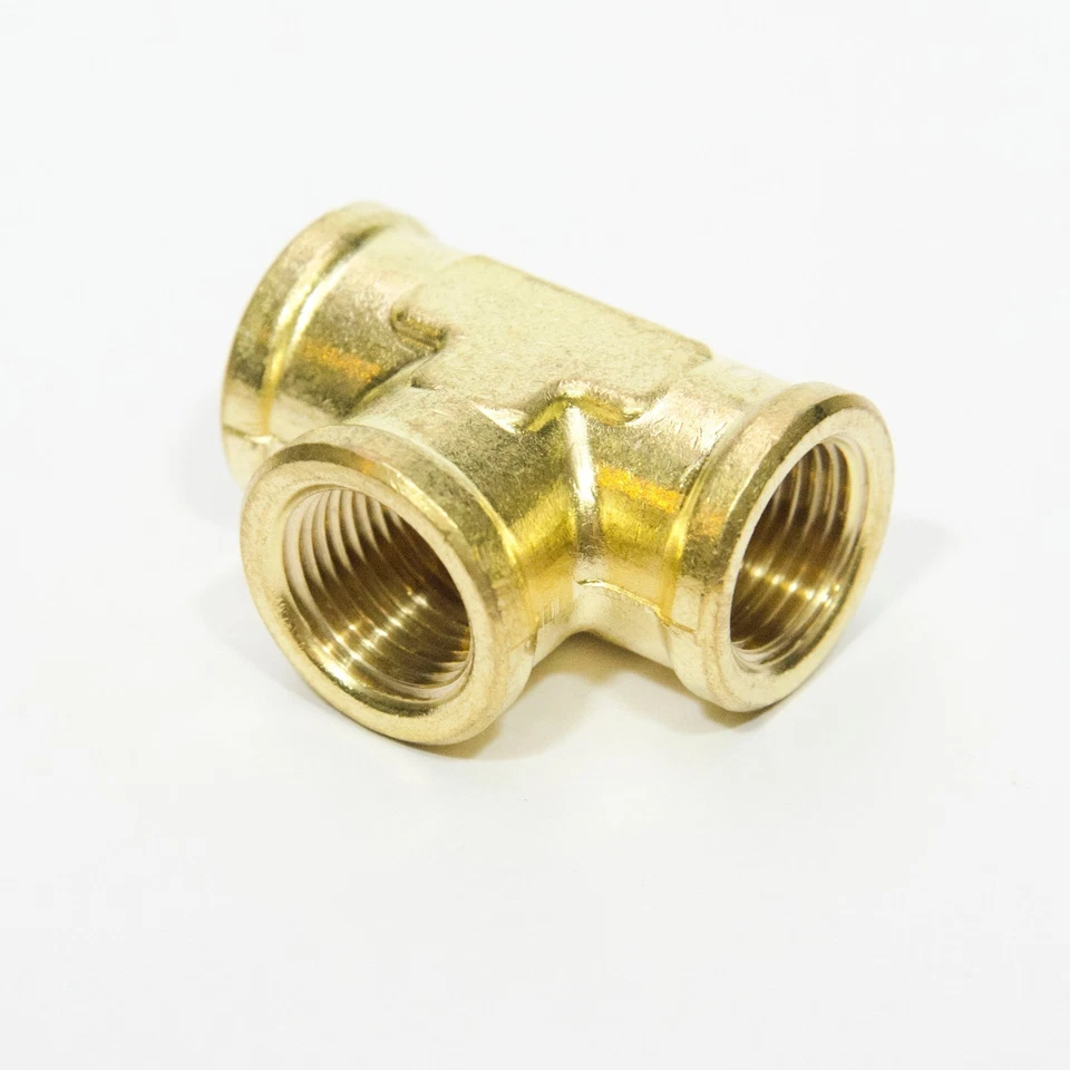 3/8 Npt Female Pipe T Tee 3 Way Brass Fitting Fuel Vacuum Air Water Oil Gas - Image 2 of 4
