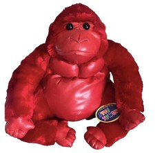 2002 Kellytoy 17 Leather Gorilla Red Plush Soft Toy Stuffed Animal Monkey TAGS