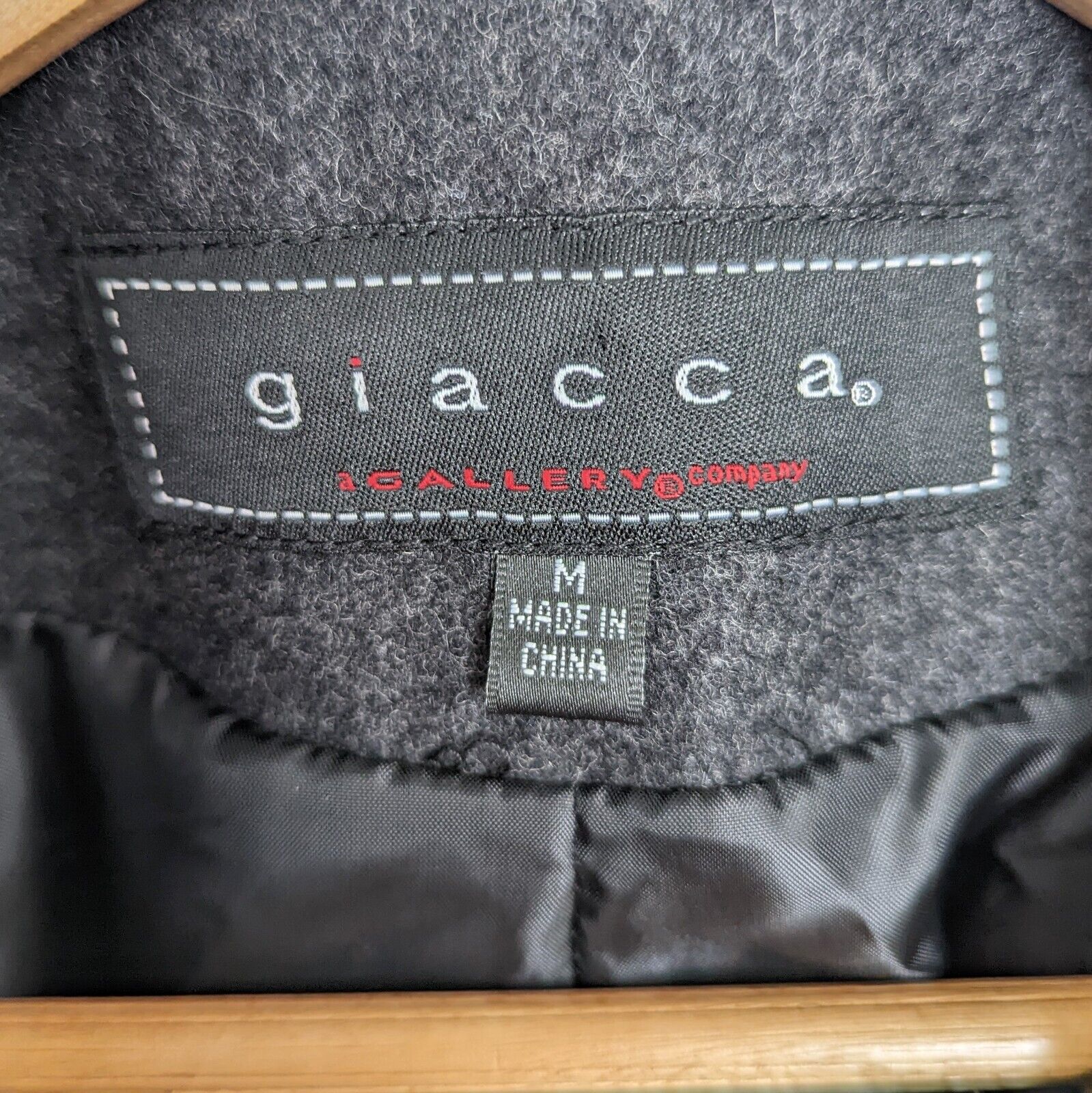 Giacca women's wool mid length button down dark g… - image 3