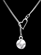 Baseball Softball Necklace Heart Sports Gift Mom Daughter Lariat Jewelry