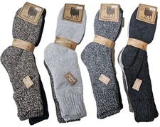 Men Wool Socks Winter Norweger Solid Warm Boot Casual Thick Socks 10-13 12-Pack