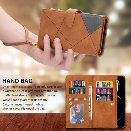 For iPhone 15 14 13 12 11 Pro Max 8 XR XS Case Leather Wallet Flip Zipper Cover - Picture 8 of 52