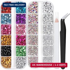 Two Packs of Flatback Rhinestones 4520 Pcs Crystal, Colorful Rhinestones for Nai