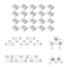 Amefil LED Strip Connectors - 4 Pin Solderless Gapless RGB L Splitter Right Angl