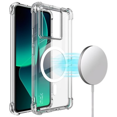 IMAK For Xiaomi 13T Pro, Shockproof 4 Airbags Clear Magnetic Rubber Case Cover