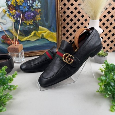 GUCCI Donnie Web Double GG Loafer Heels Black Leather 8G or 8.5 US or 42 EUR*