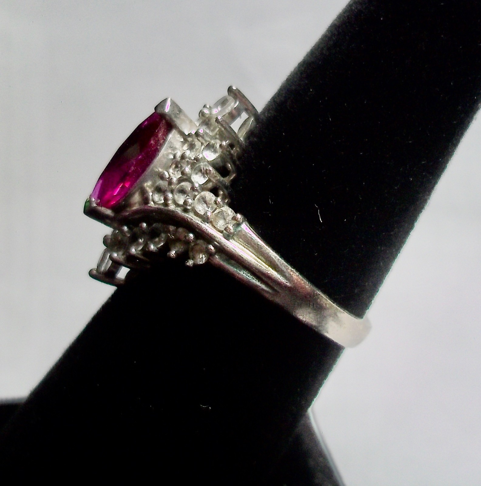 STUNNING - STERLING SILVER - SIMULATED RUBY RING … - image 3