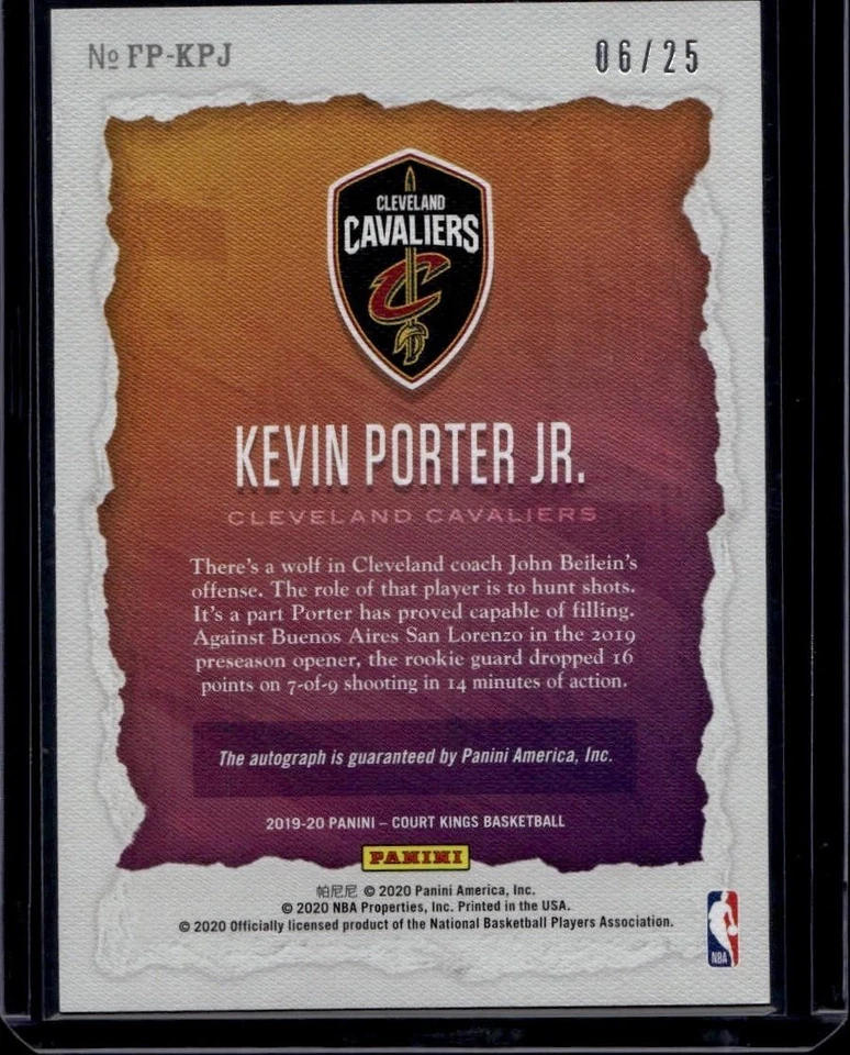 2019-20 Panini Court Kings #FP-KPJ Kevin Porter Jr. Fresh Paint Sapphire #/25 - Image 2 of 2
