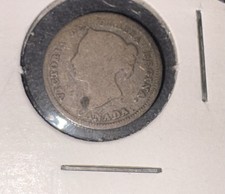 Canada 1880-H Silver 5 Cents Queen Victoria  Coin