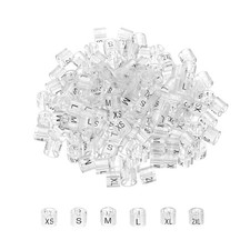 Clothes Hanger Marker XS/S/M/L/XL/2XL Transparent Size Tag Fit 3mm Rod, 150Pcs