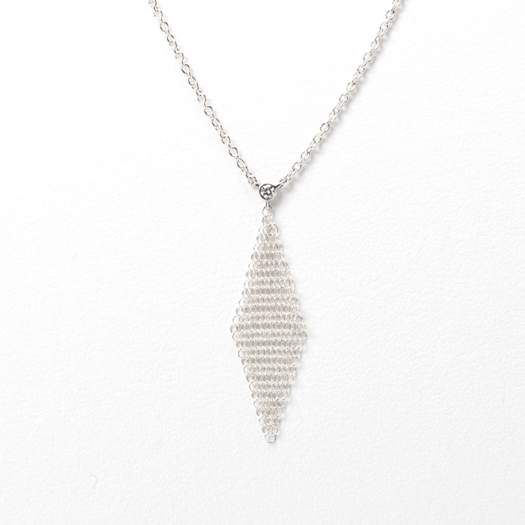 Tiffany Elsa Peretti Mesh Pendant Necklace in Sterling Silver with Diamond