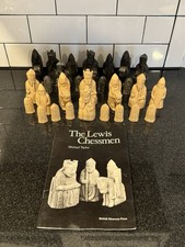 Vintage Isle Of Lewis Chessmen Chess Set And Booklet 15 Pieces UK England