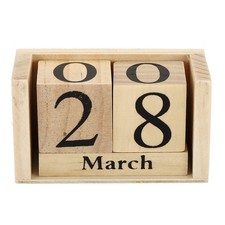 Wooden Block Perpetual Calendar for Desk Wood Month Date Display Blocks Brown