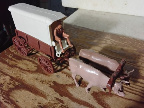 Marx OXEN DRAWN Wagon w Cream SUPPLY TOP Wagon Train Gunsmoke western playset - Picture 4 of 8