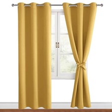 Blackout Curtains Drapes with Eyelets, Yellow Opaque Curtains, 2 Pieces, 117 x...
