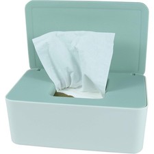 Green Wet Wipe Dispenser Holder with Lid for Diaper Wipes Tissues Home Office