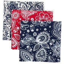Bandana 3-Pack - Made in USA For 70 Years - Sold by Vets - 100 English Prim