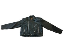 VTG  Black Leather Motorcycle Jacket  Lg Glob...