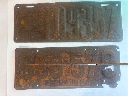 To Rusty Vintage License Plates From Pennsylvania A 1916 And The Other Is A 1924