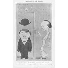 MAX BEERBOHM Mankind in the Making, HG Wells New Republic - Antique Print 1903