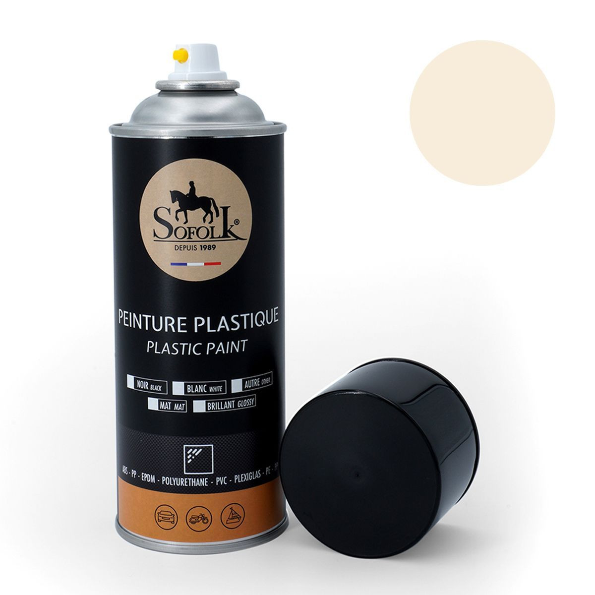 Peinture plastique aérosol blanc cassé mat spray rénovation PVC