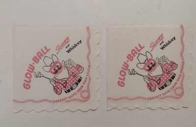 VINTAGE Two 1950s Squirt ''Glow-Ball'' Squirt and Whiskey Bar Napkins