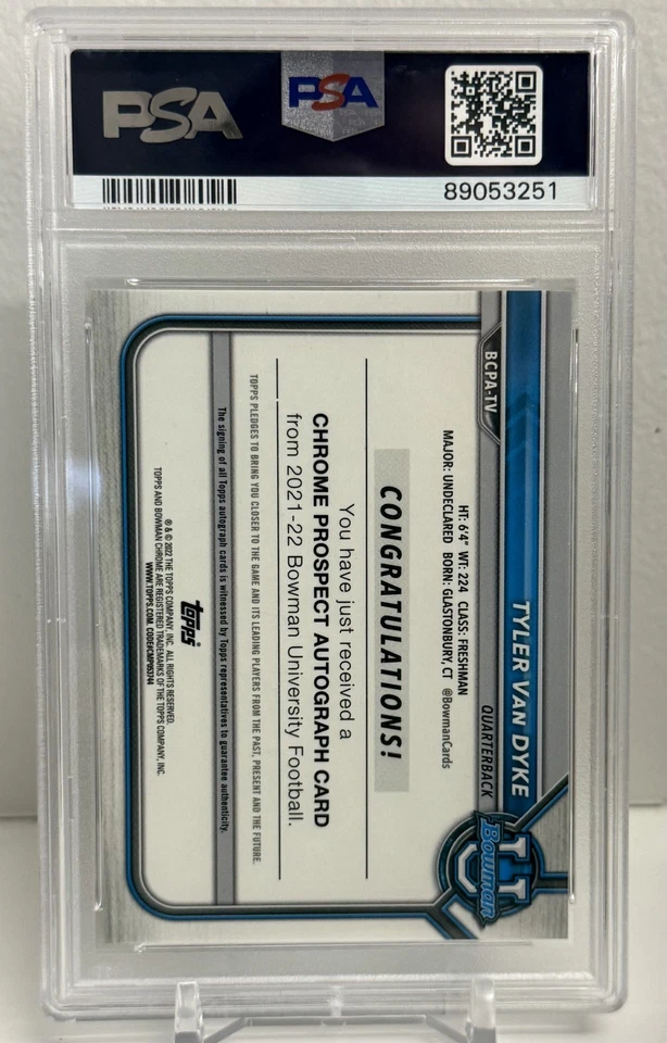 2021 Bowman U Tyler Van Dyke Chrome Auto 1st Prospect Lava SMU Miami /199 PSA 10 - Image 4 of 4