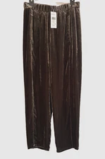 NWT Eileen Fisher Women's Silk Velvet Pants Lantern Ankle Brown Pocket XS (4,6)