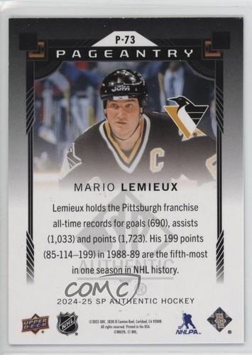 2024-25 SP Authentic Pageantry Legends Mario Lemieux #P-73 HOF 1fg6 - Picture 2 of 3
