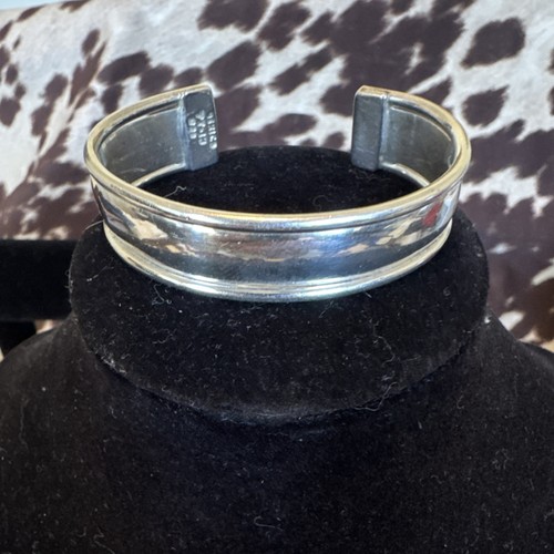Sterling Silver 925 Cuff Bracelet Signed No Stone Silver Tone Hallmarked - Picture 1 of 6