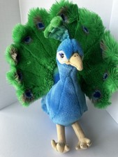 FAO Schwarz Plush Peacock Green Blue Feathers Plush Stuffed Toys R Us 12"