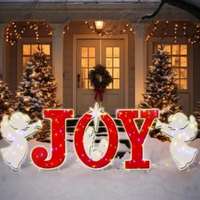 Christmas Joy Nativity Scene Yard Sign with LED 