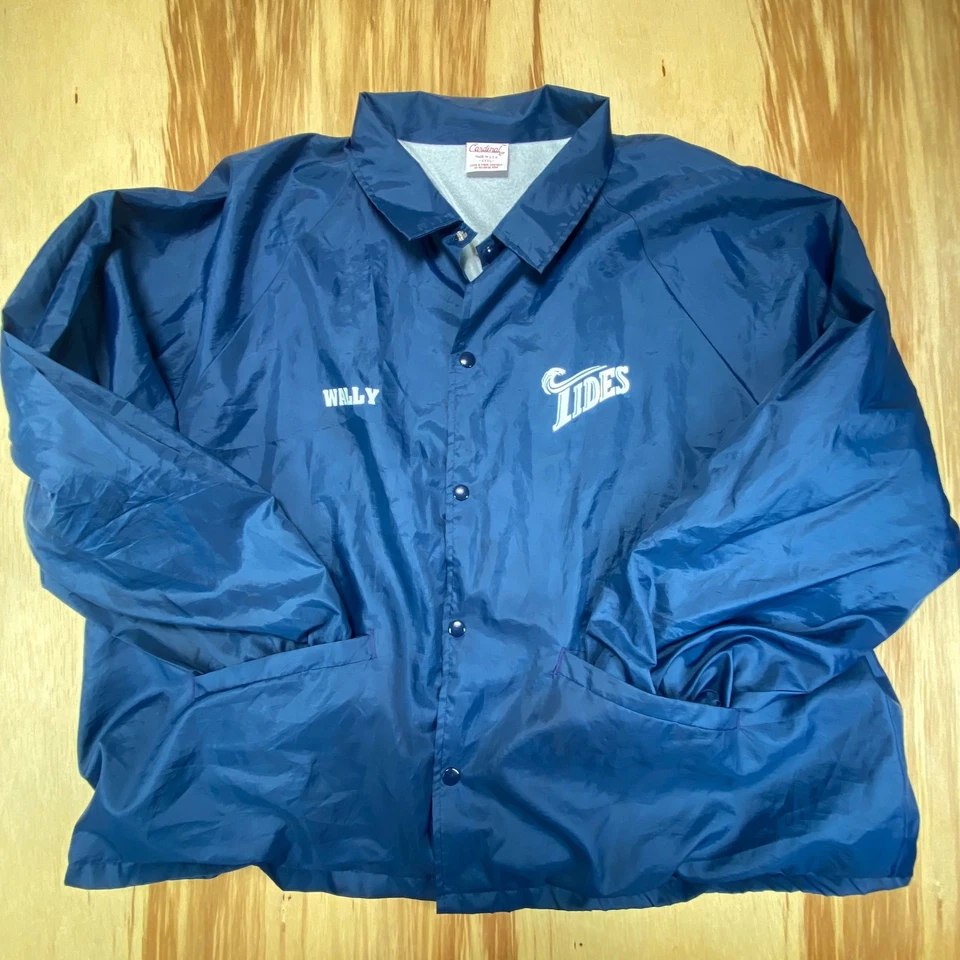 Vintage Norfolk Tides Blue Coach Jacket Cardinal Men's 3XL Made in USA Orioles - Image 2 of 4