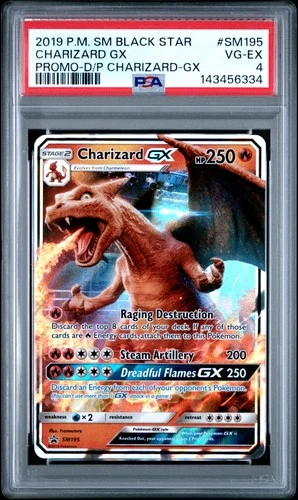 2019 POKEMON SM BLACK STAR PROMO #SM195 CHARIZARD GX PSA 4