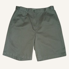 LL Bean Original Fit Women 14 Olive Green Cotton Chino Shorts High Rise