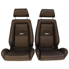 Pair Of Used Authentic Recaro Lx Black Leather Solid Headrest Seats Racing Cars