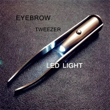 1Pc Portable Stainless Steel Smart Design Eyebrow Hair Remove Tweezer with LED L