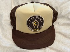 Vintage Meshback Snapback Trucker Hat Cap - Heat Pump Company Brown/Tan