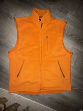 VTG GAP Fleece Vest Mens Large Full Zip Front Flap Pockets Mock Neck ORANGE Warm