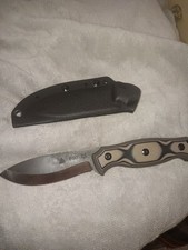 FOX & TOPS Ego Black & Tan G10 1095HC Fixed Blade Knife w/ Ulticlip+Kydex sheath