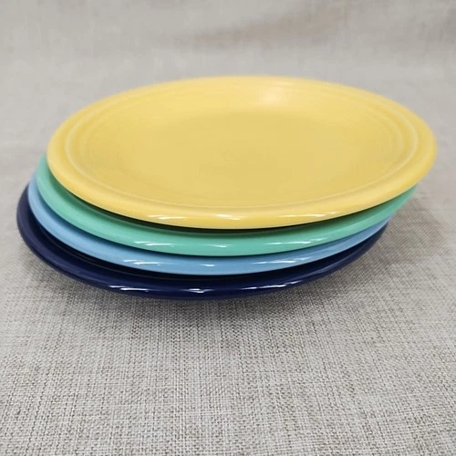 Fiesta Cobalt Sea Mist Periwinkle Sunflower 7 1/4" Salad Plate set of 4 EX Cond